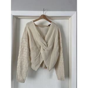 Women’s Cream Cable Knit Sweater Twist Front Swiftie Romantic Cozy 1X Multi wear